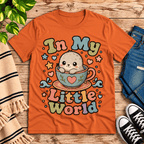 In My Little World Premium T-Shirt in burnt orange, flat lay