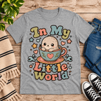 In My Little World Premium T-Shirt in athletic heather gray, flat lay