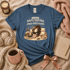 Pro Solitude introvert graphic t-shirt in Indigo Blue.