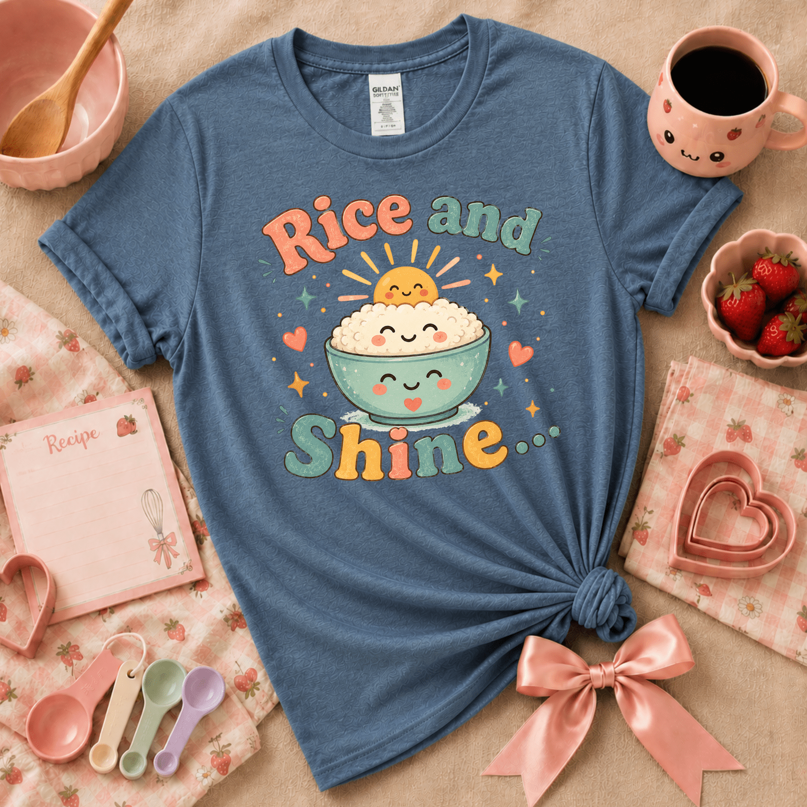 Rice And Shine | Cute Food Graphic T-Shirt