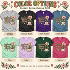 Introverts Bloom Slowly Premium T-Shirt color chart: Athletic Heather, Berry, Evergreen, Lilac, Mint, Steel Blue, Team Purple, Vintage Black