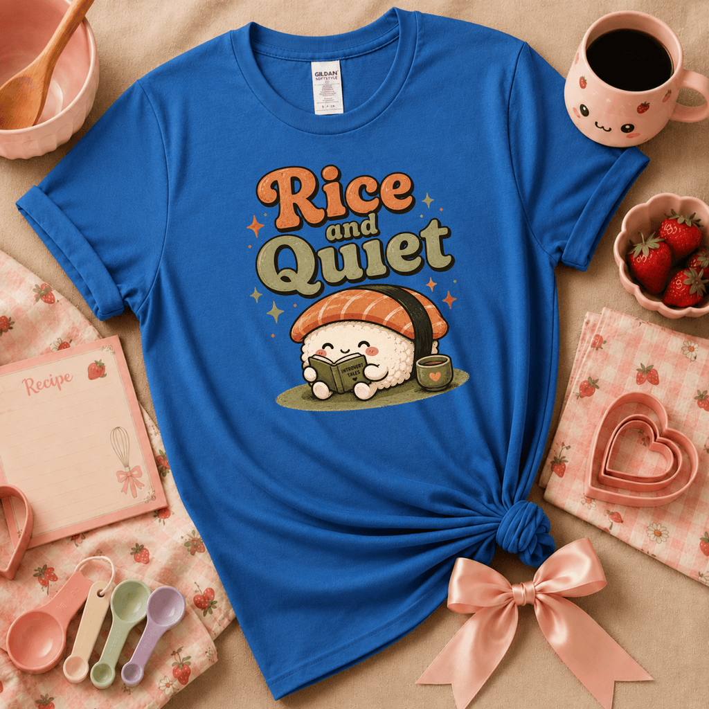 Rice And Quiet | Cute Food Graphic T-Shirt