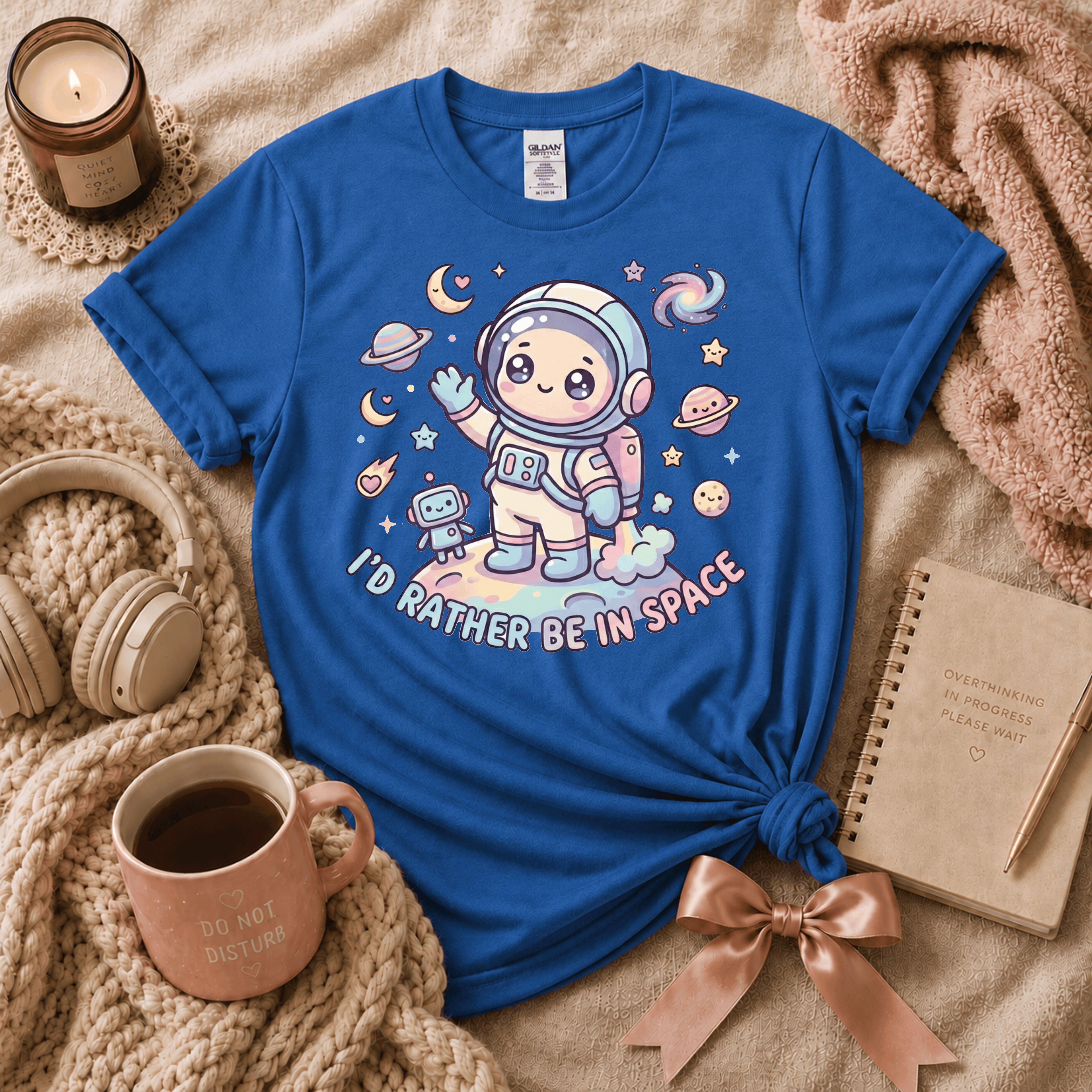 I'd Rather Be In Space On Moon | Funny Introvert Graphic T-Shirt