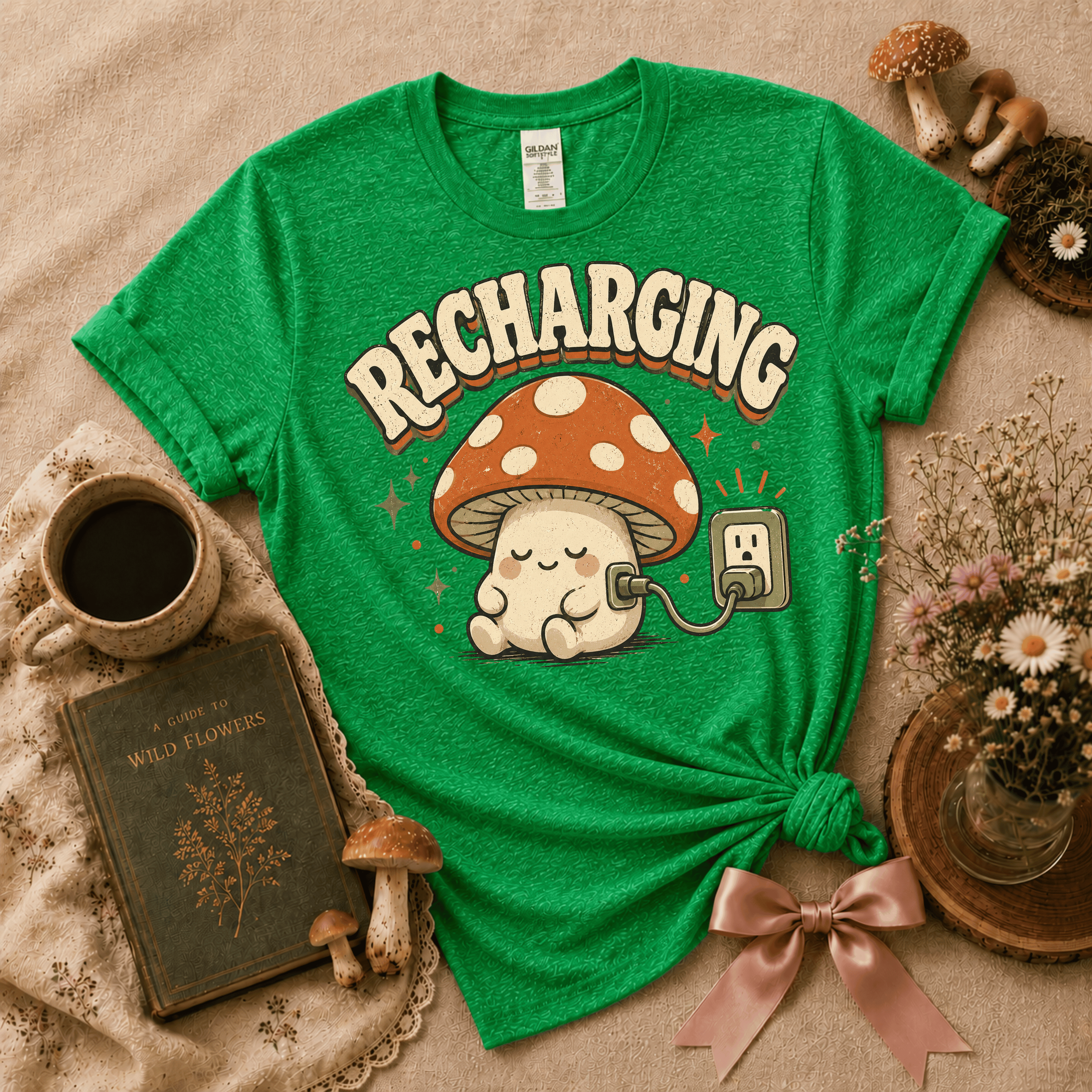 Recharging Mushroom | Cottagecore Graphic T-Shirt
