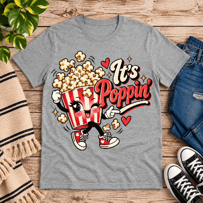 It's Poppin' Premium T-Shirt in athletic heather gray, flat lay