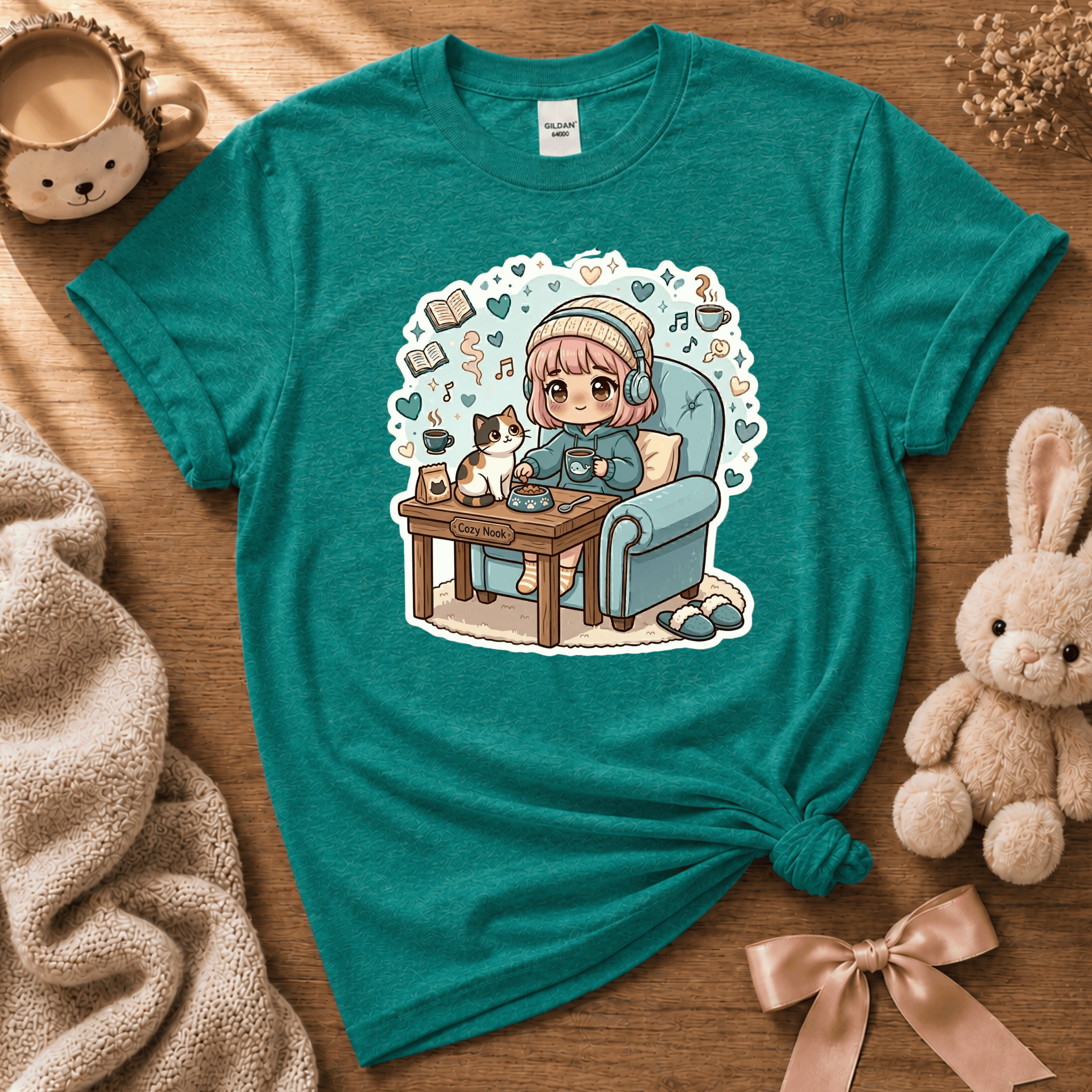 Cat Cozy Nook | Cute Animal Graphic T-Shirt