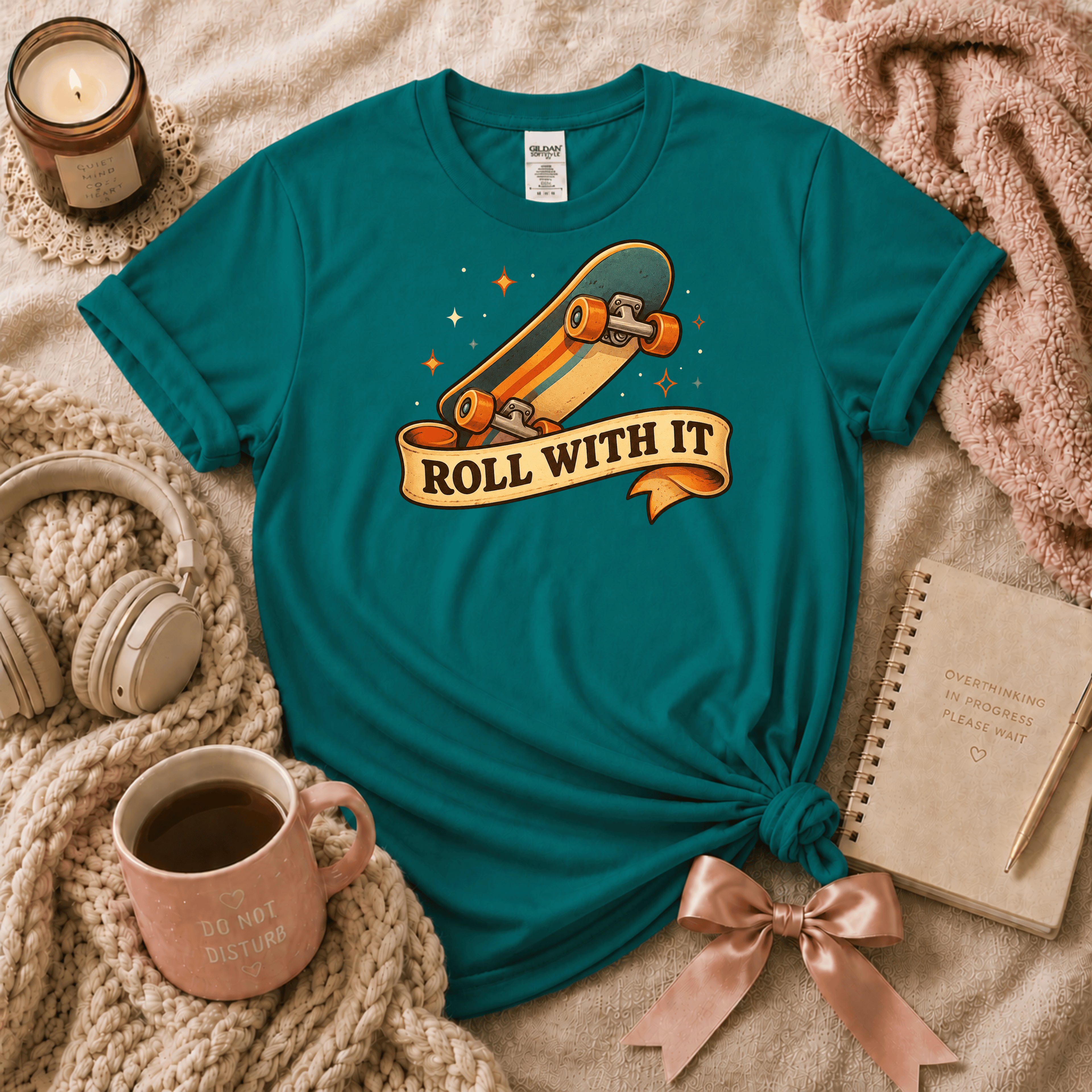 Roll With It Skateboard | Cute Food Graphic T-Shirt