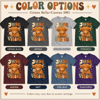 Just Vibing Cow Premium T-Shirt color chart: Vintage Black, Asphalt, Athletic Heather, Evergreen, Maroon, Navy, Steel Blue, Team Purple