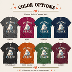Keeping My Peace Premium T-Shirt color chart: Asphalt, Berry, Deep Teal, Navy, Vintage Black, Burnt Orange, Leaf, Maroon