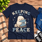 Keeping My Peace Premium T-Shirt in navy, flat lay