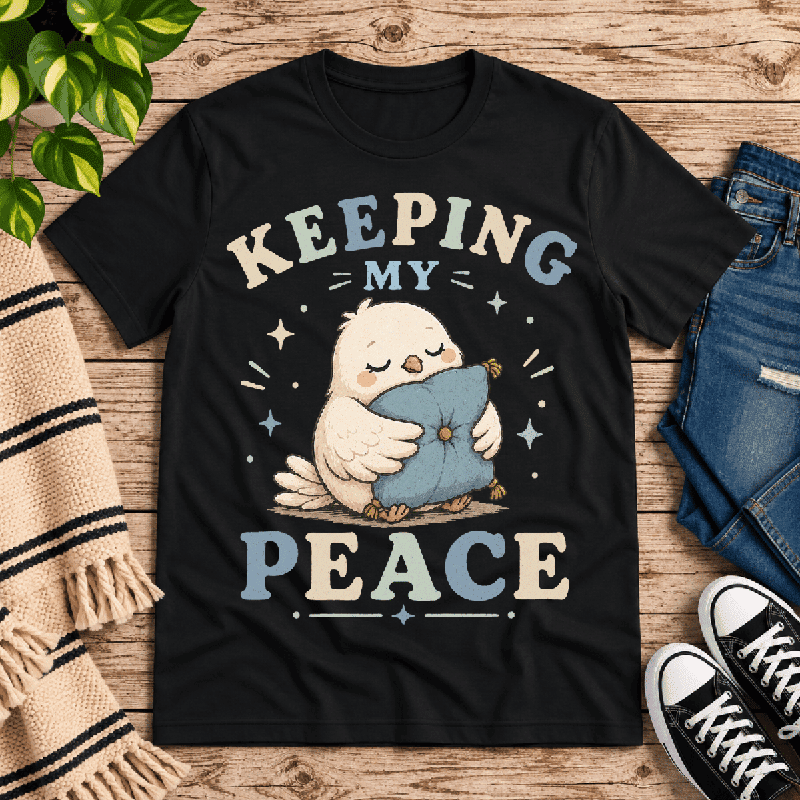 Keeping My Peace Premium T-Shirt in vintage black, flat lay