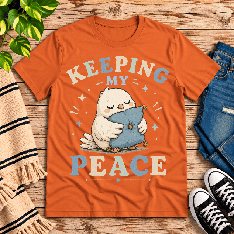 Keeping My Peace Premium T-Shirt in burnt orange, flat lay