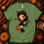 Kitty Kate Premium T-Shirt in leaf green, flat lay