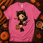 Kitty Kate Premium T-Shirt in charity pink, flat lay