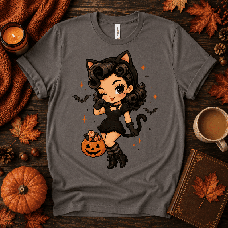 Kitty Kate Premium T-Shirt in asphalt gray, flat lay