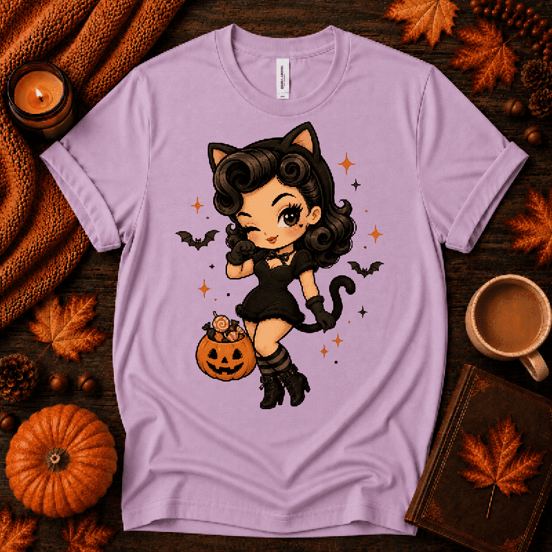 Kitty Kate Premium T-Shirt in lilac, flat lay
