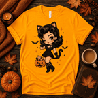 Kitty Kate Premium T-Shirt in gold, flat lay
