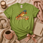 Roll With It Skateboard | Cute Food Graphic T-Shirt