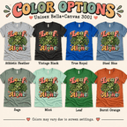 Leaf Me Alone Premium T-Shirt color chart: Athletic Heather, Vintage Black, True Royal, Steel Blue, Sage, Mint, Leaf, Burnt Orange