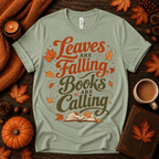 Leaves Are Falling Premium T-Shirt in sage, flat lay with autumn props