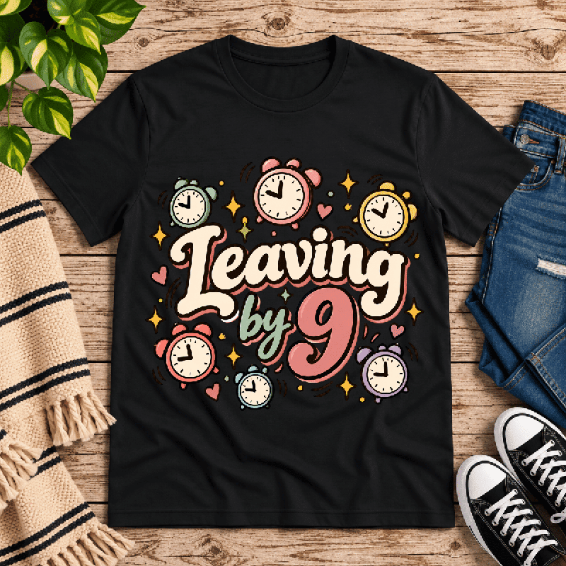 Leaving by 9 Premium T-Shirt in vintage black, flat lay