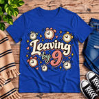 Leaving by 9 Premium T-Shirt in true royal blue, flat lay