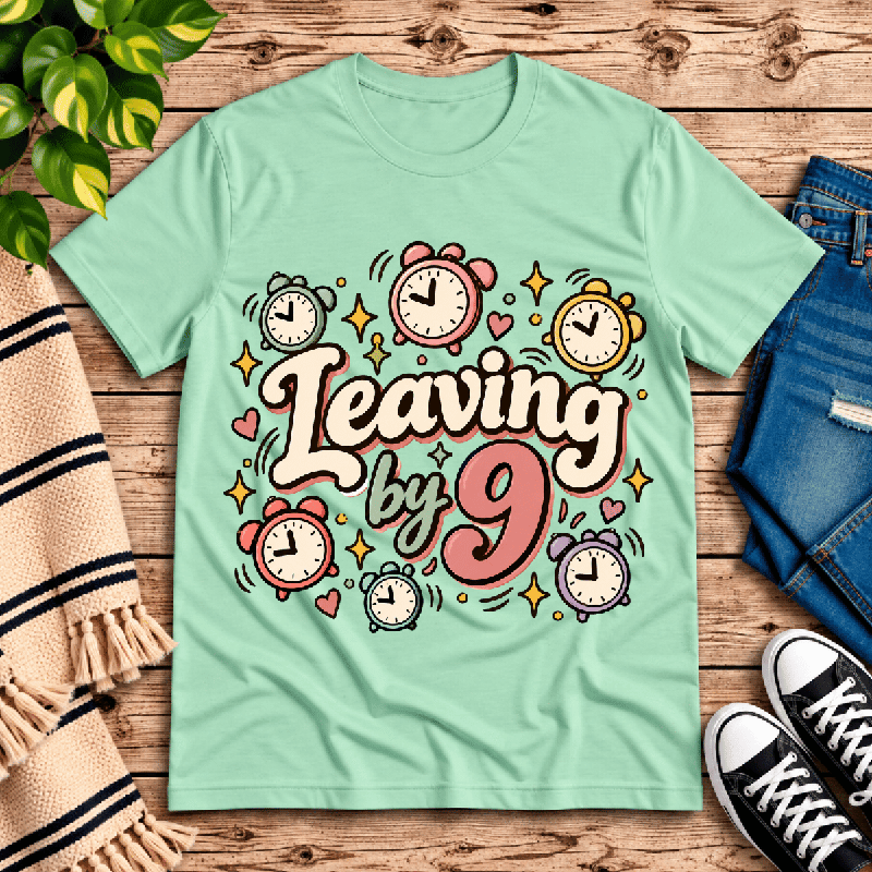 Leaving by 9 Premium T-Shirt in mint, flat lay