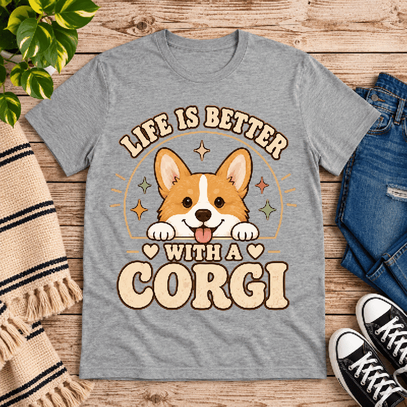 Life Is Better Premium T-Shirt in athletic heather gray, flat lay