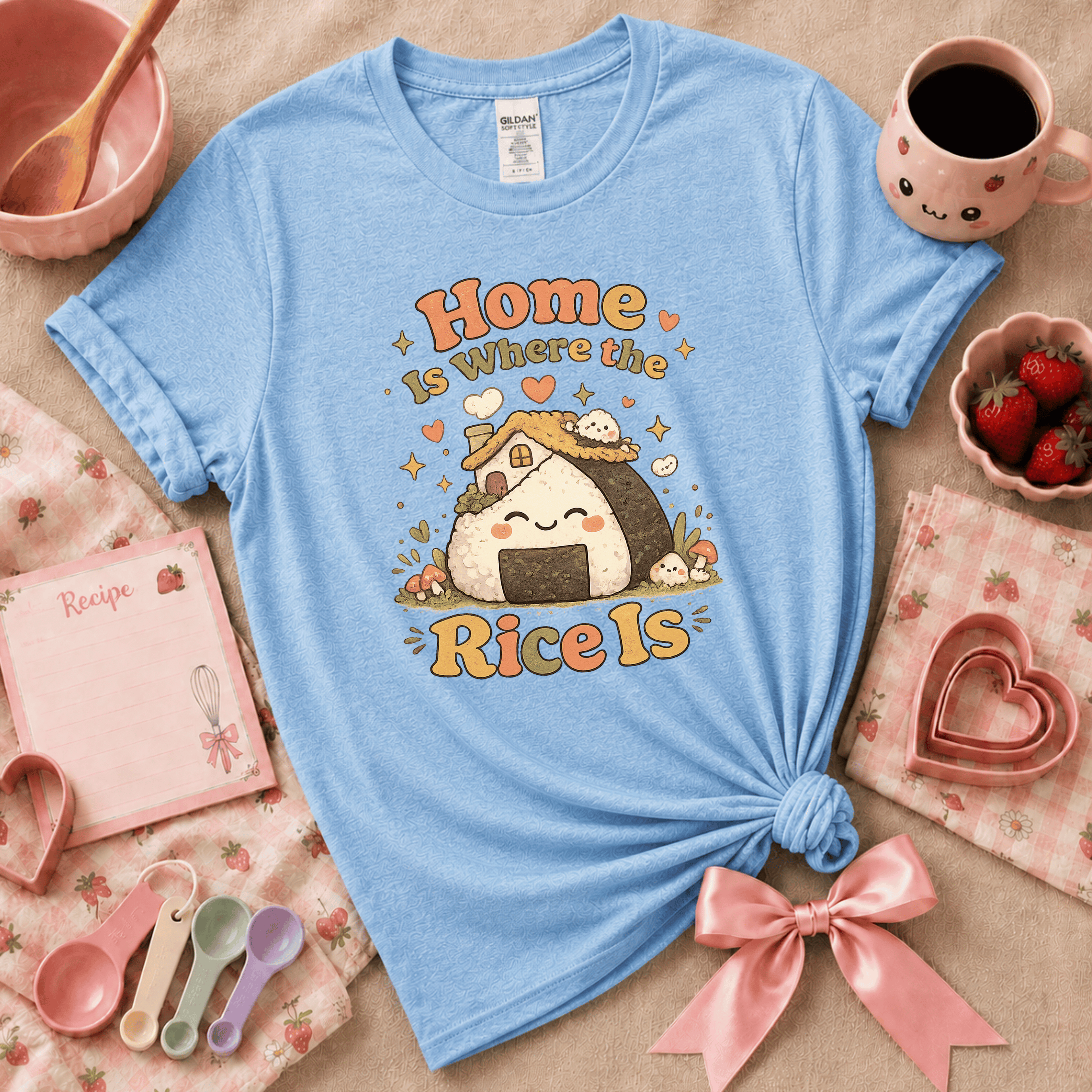 Home Is Where The Rice Is | Cute Food Graphic T-Shirt