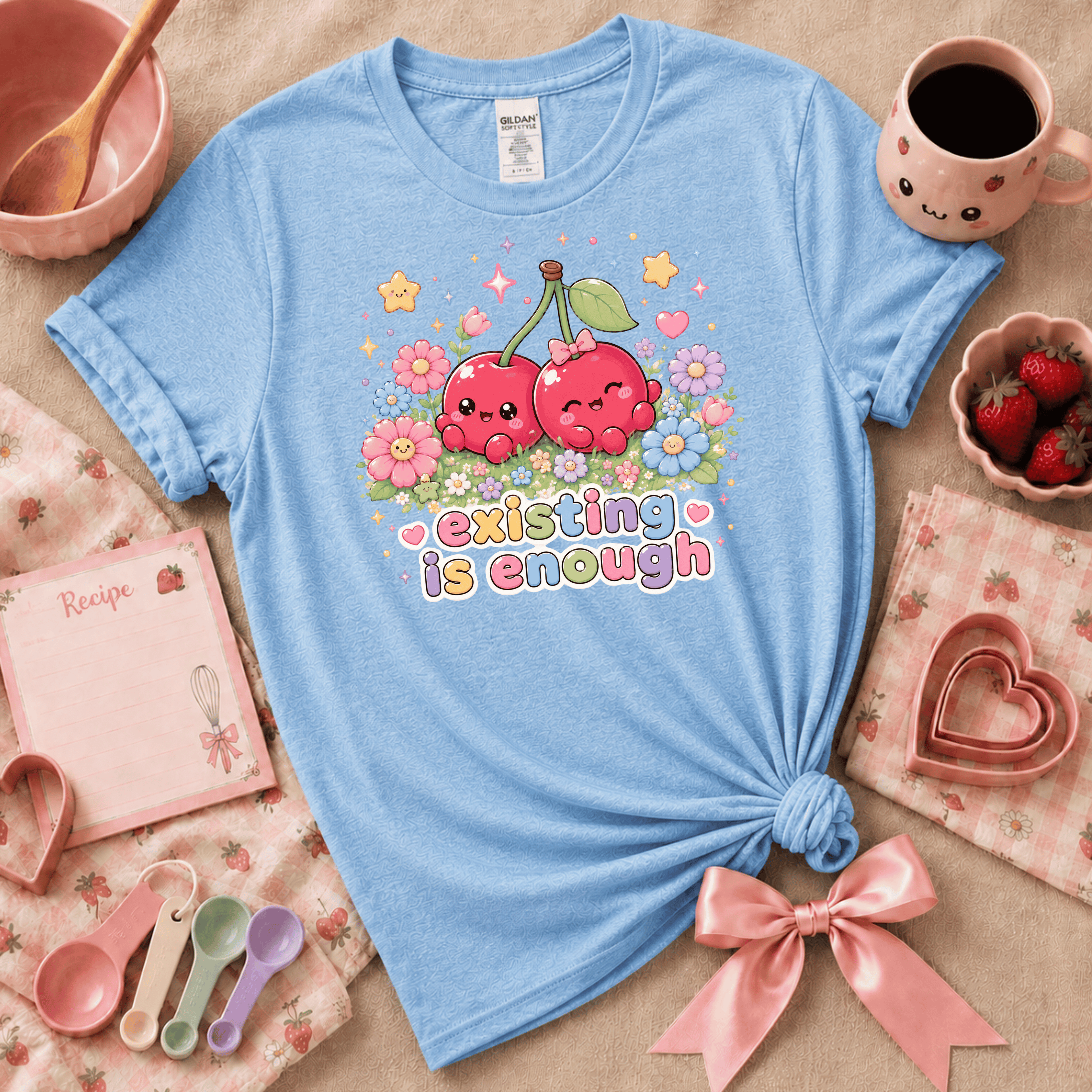 Existing Is Enough | Cute Food Graphic T-Shirt