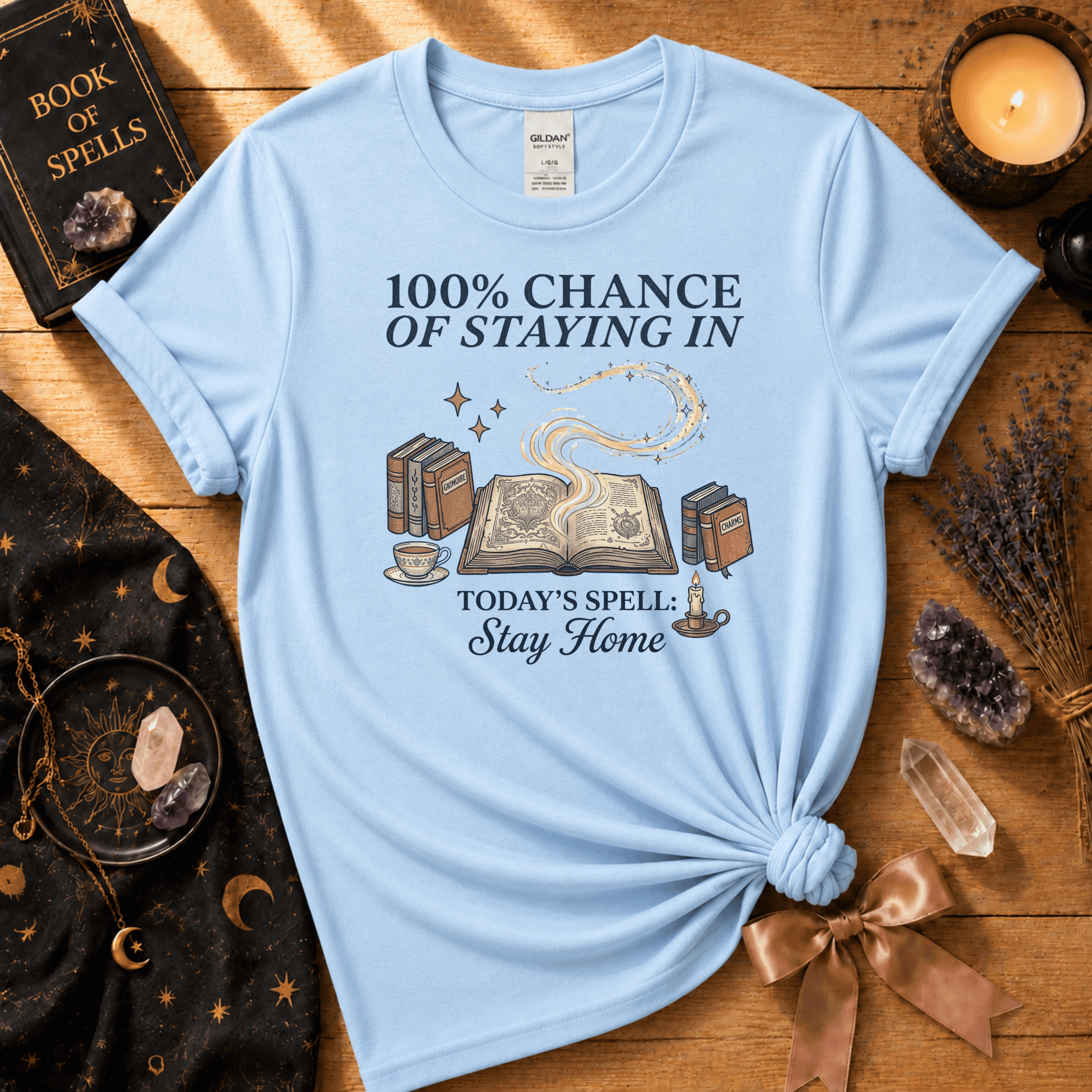 100% Chance Of Staying Home | Celestial Graphic T-Shirt
