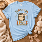 Personal Space Enthusiast cute animal graphic t-shirt cozy flat lay in light blue.
