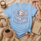 I'd Rather Be In Space introvert graphic t-shirt cozy flat lay in light blue.