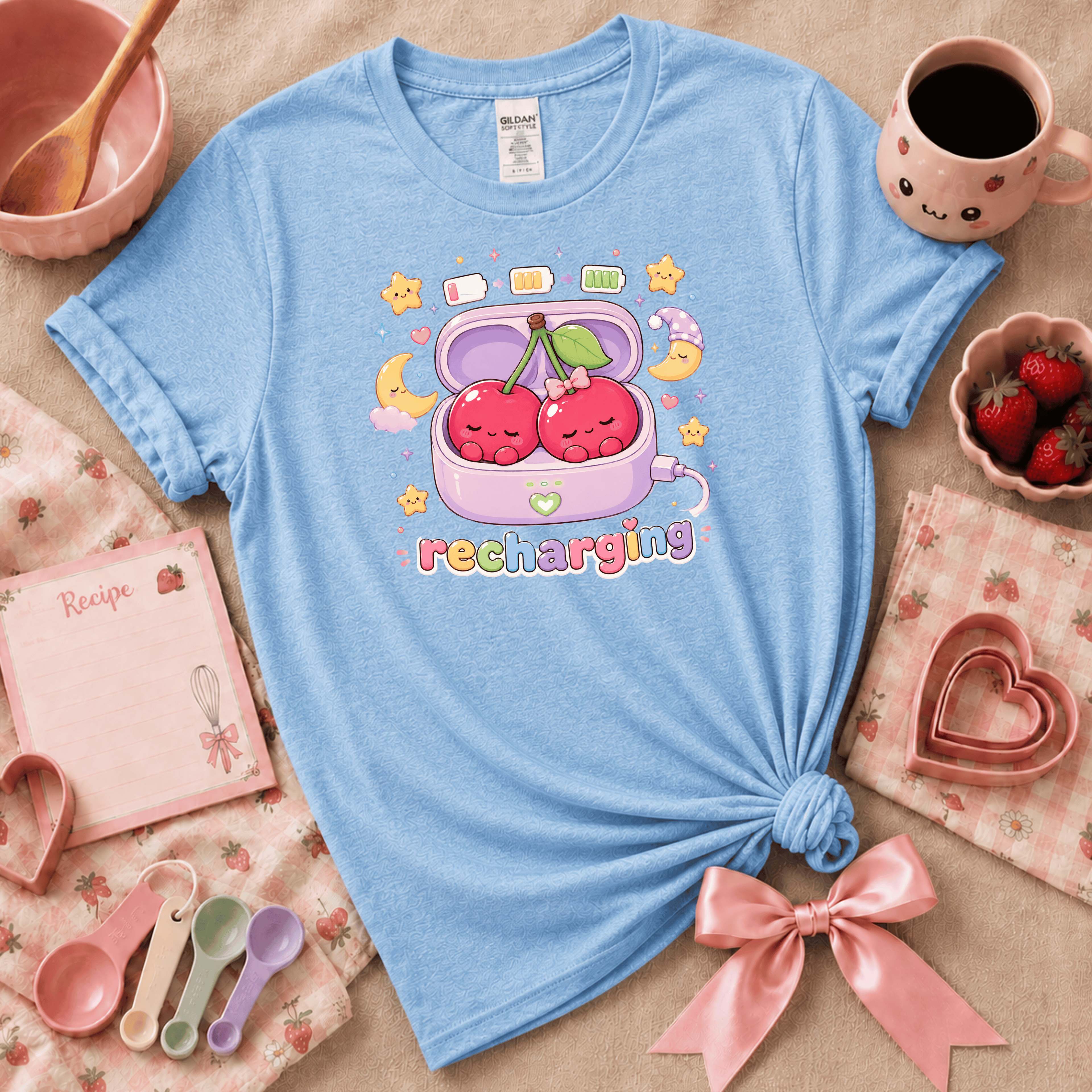 Recharging Cherries | Funny Introvert Graphic T-Shirt