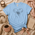 High Standards introvert graphic t-shirt cozy flat lay in light blue.