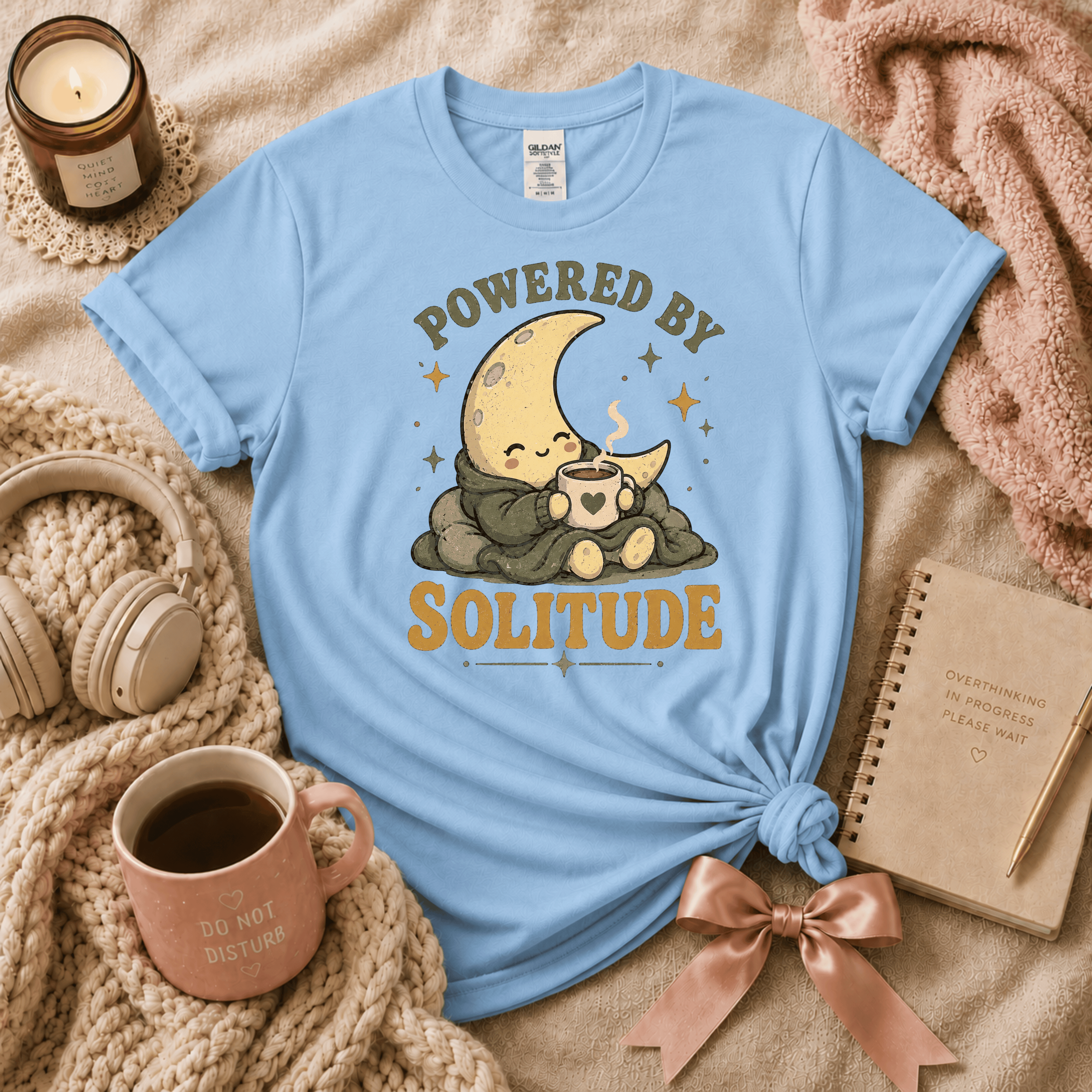 Powered By Solitude | Funny Introvert Graphic T-Shirt
