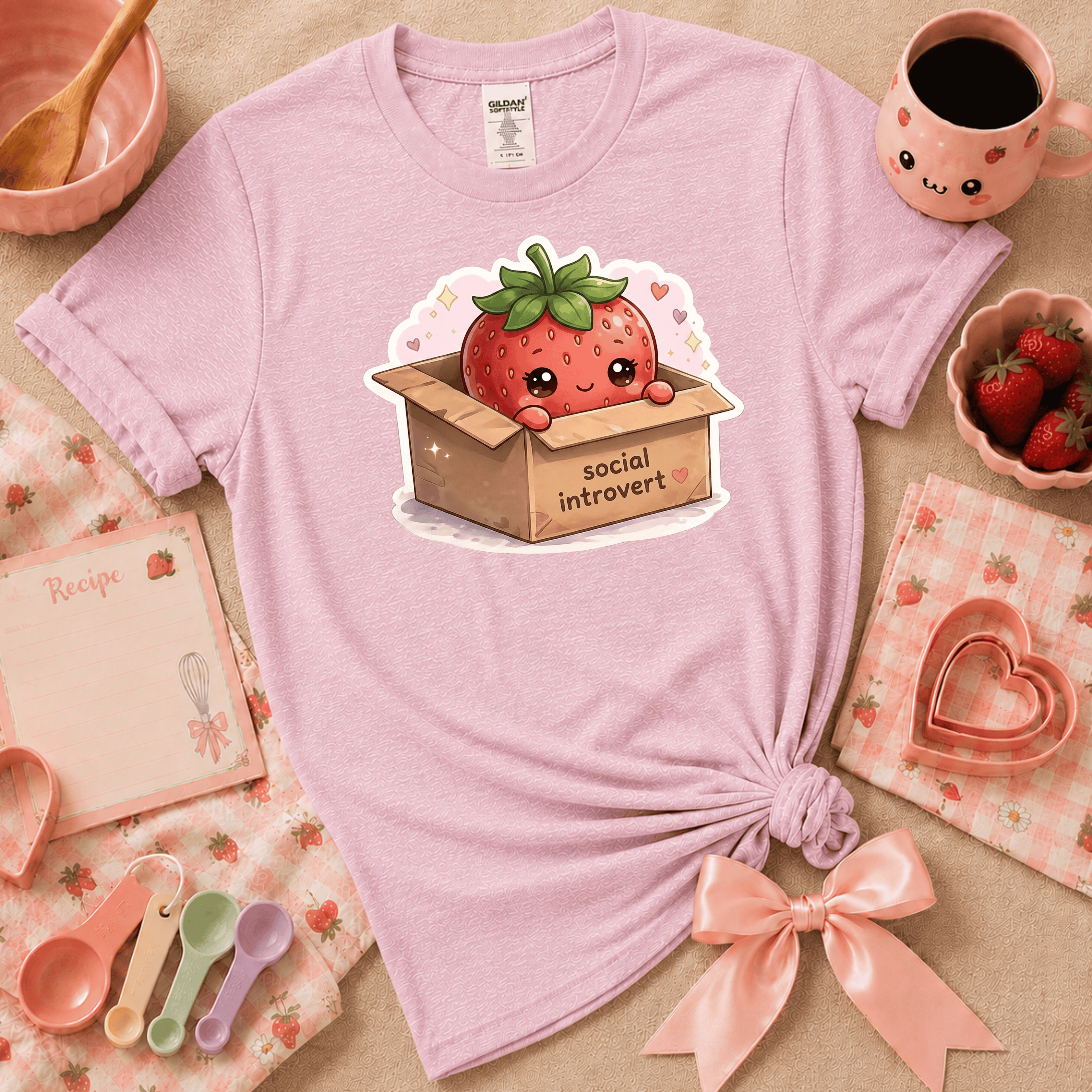 Strawberry Box | Cute Food Graphic T-Shirt