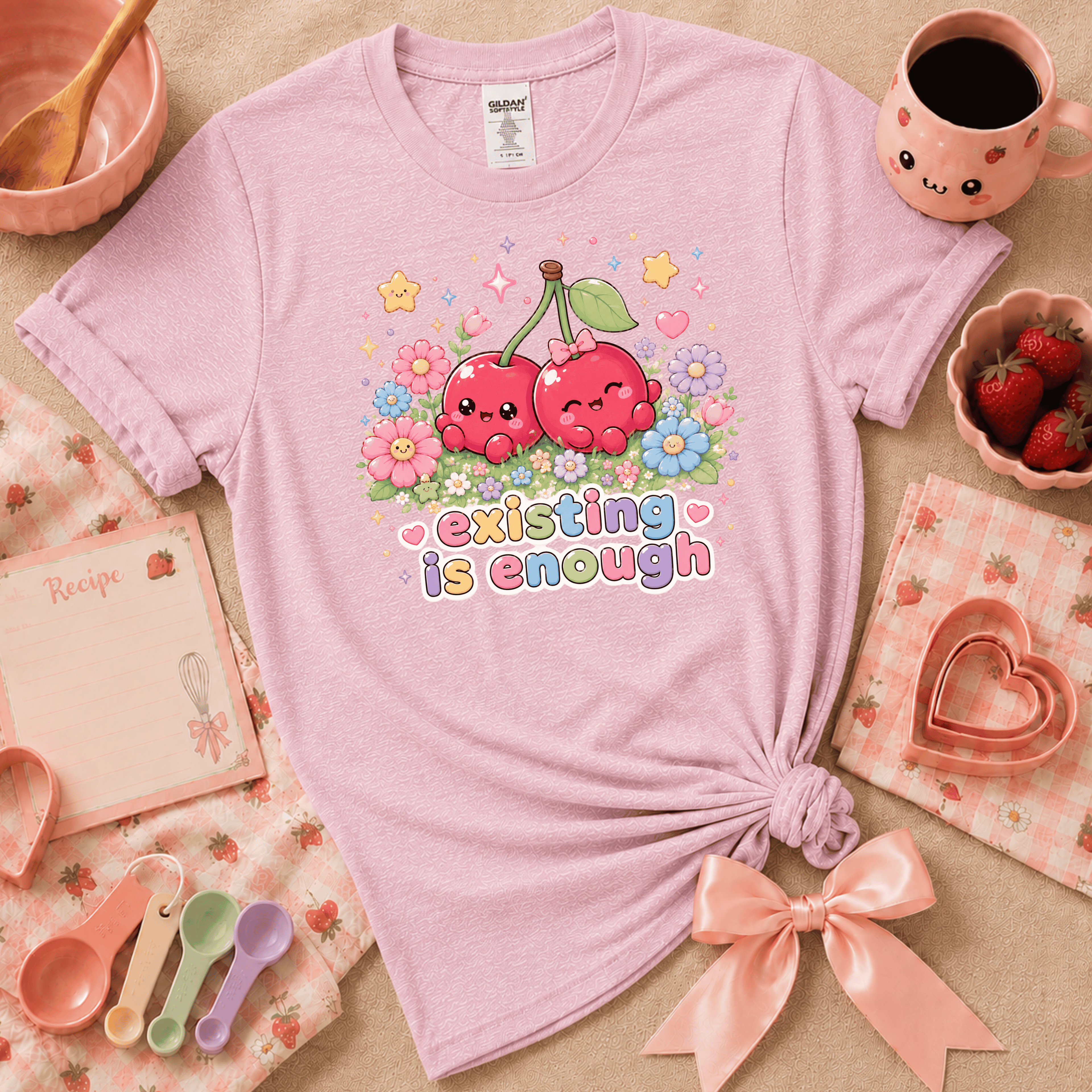 Existing Is Enough | Cute Food Graphic T-Shirt