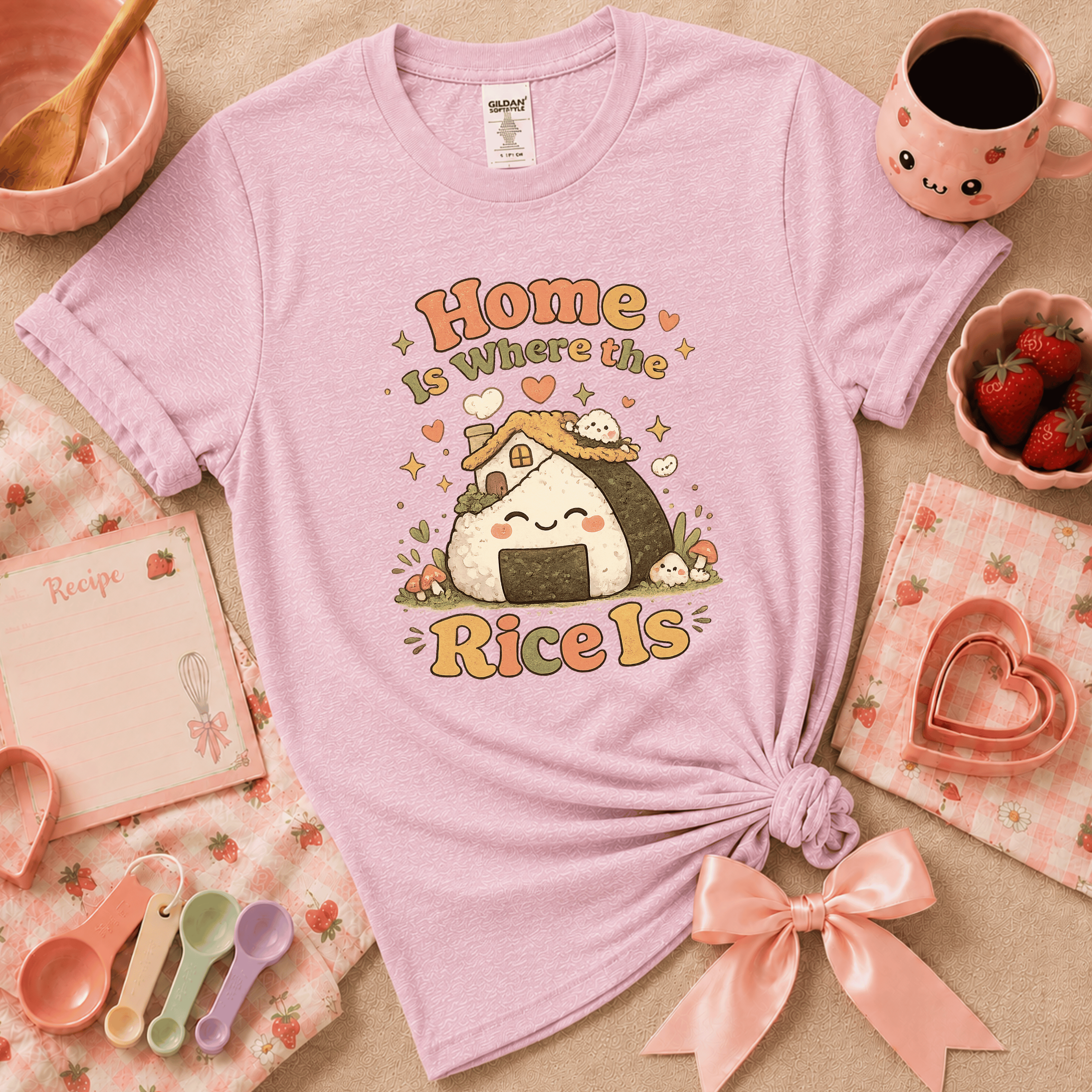 Home Is Where The Rice Is | Cute Food Graphic T-Shirt
