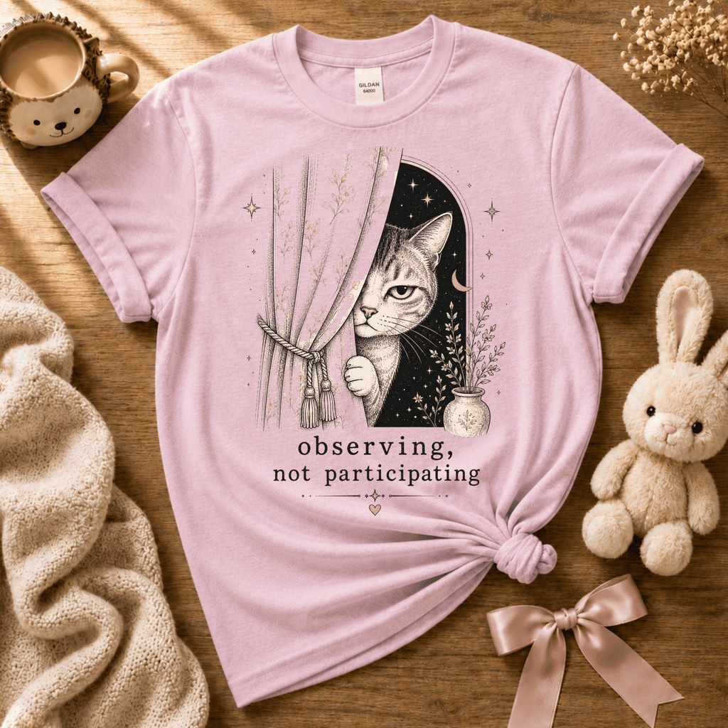 Cat Observing | Cute Animal Graphic T-Shirt