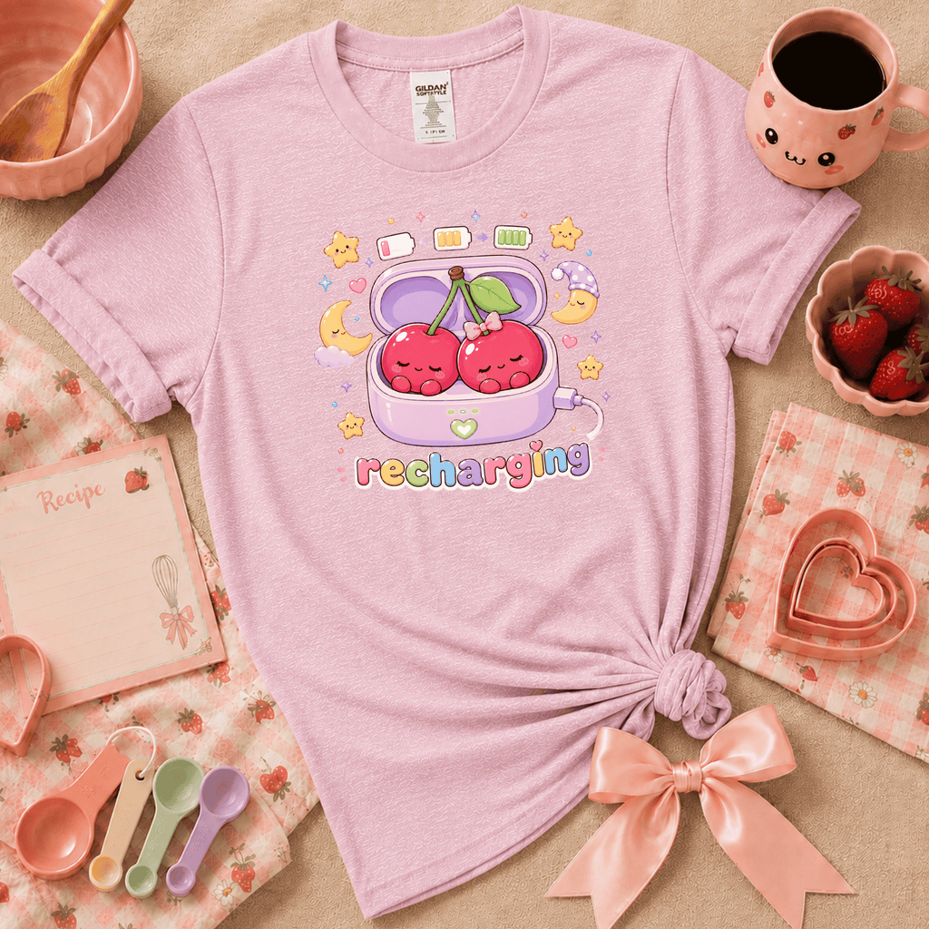 Recharging Cherries | Funny Introvert Graphic T-Shirt