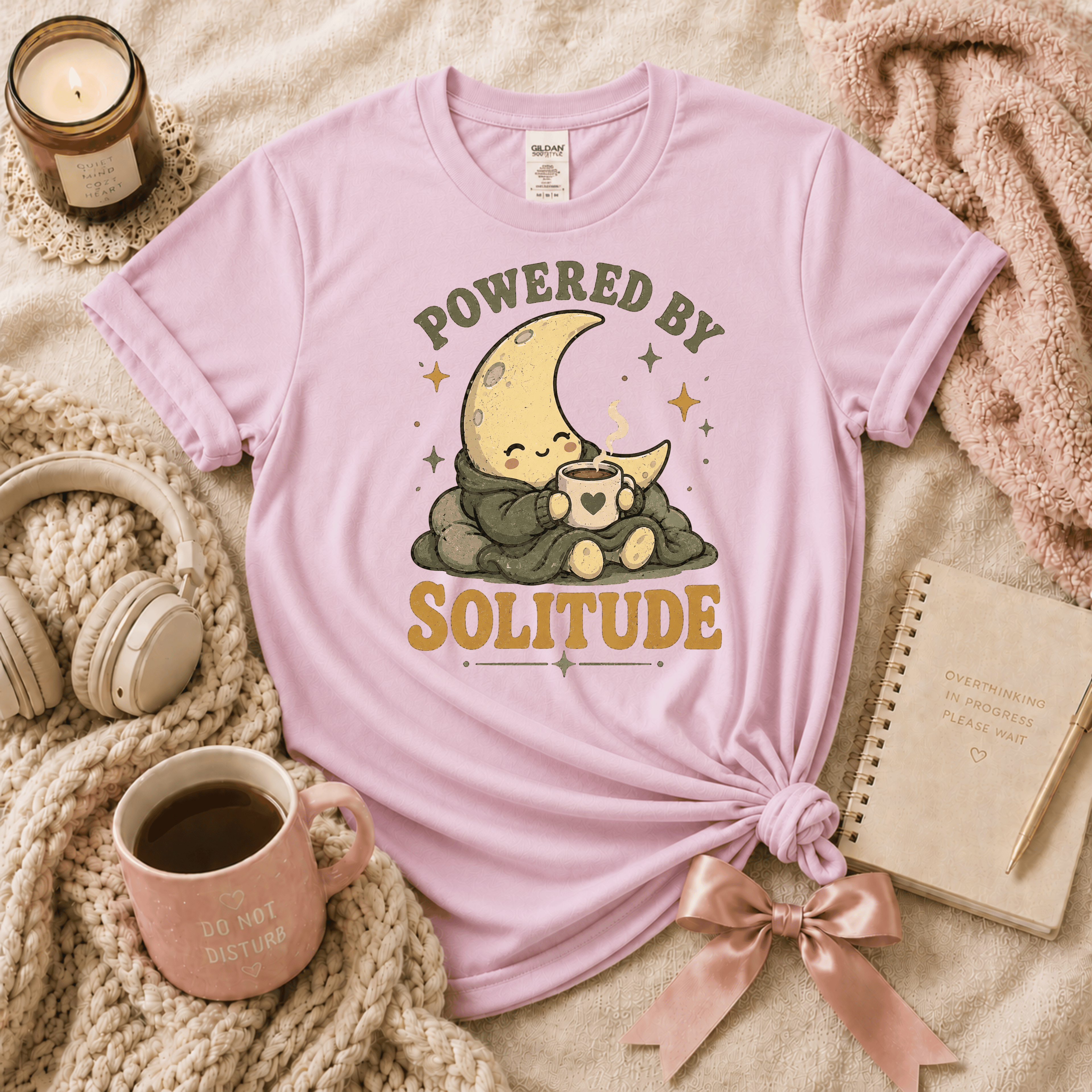 Powered By Solitude | Funny Introvert Graphic T-Shirt
