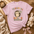 Personal Space cute animal graphic t-shirt cozy flat lay in light pink.