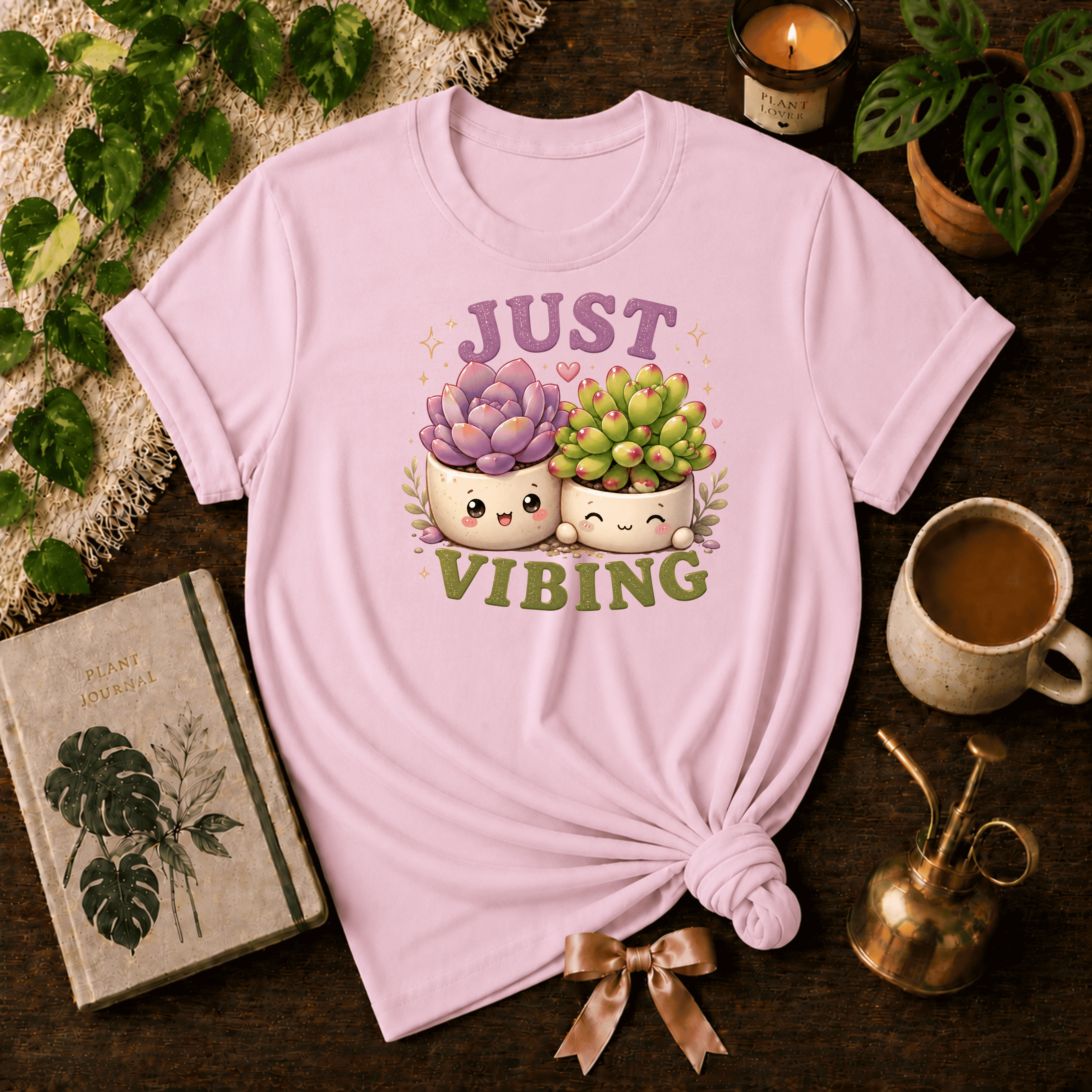 Just Vibing | Plant Lover Graphic T-Shirt