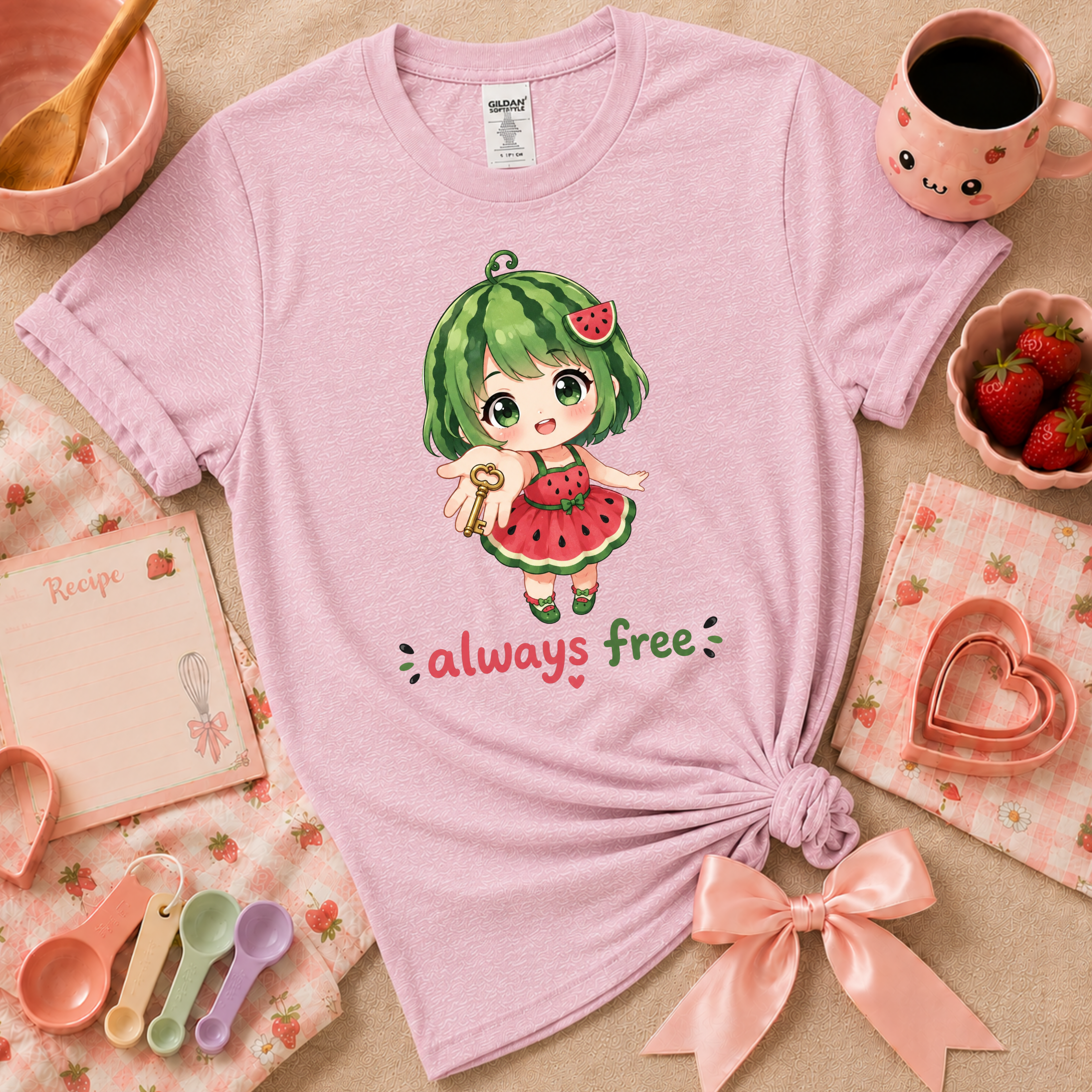 Always Free Watermelon Girl | Cute Food Graphic T-Shirt