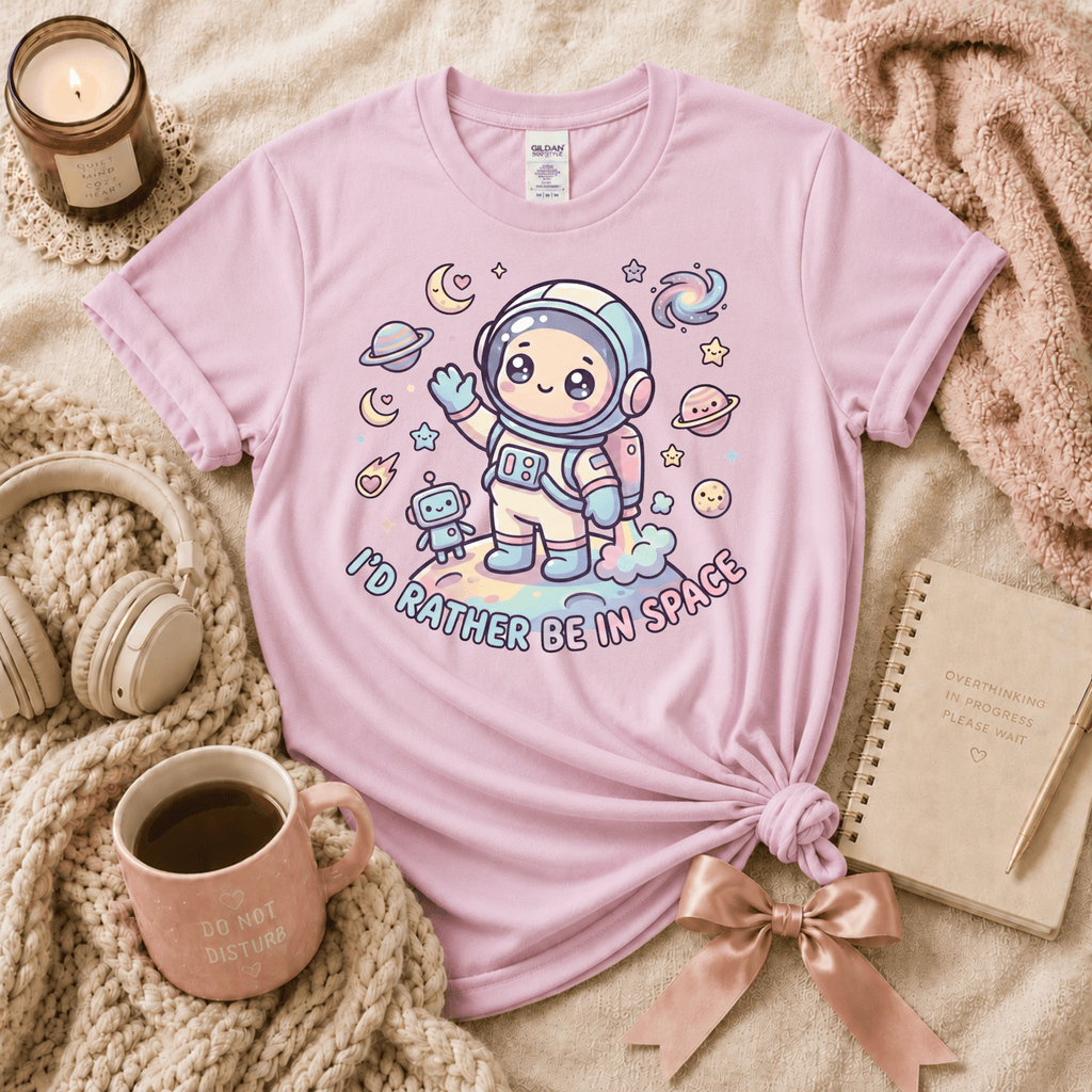 I'd Rather Be In Space On Moon | Funny Introvert Graphic T-Shirt