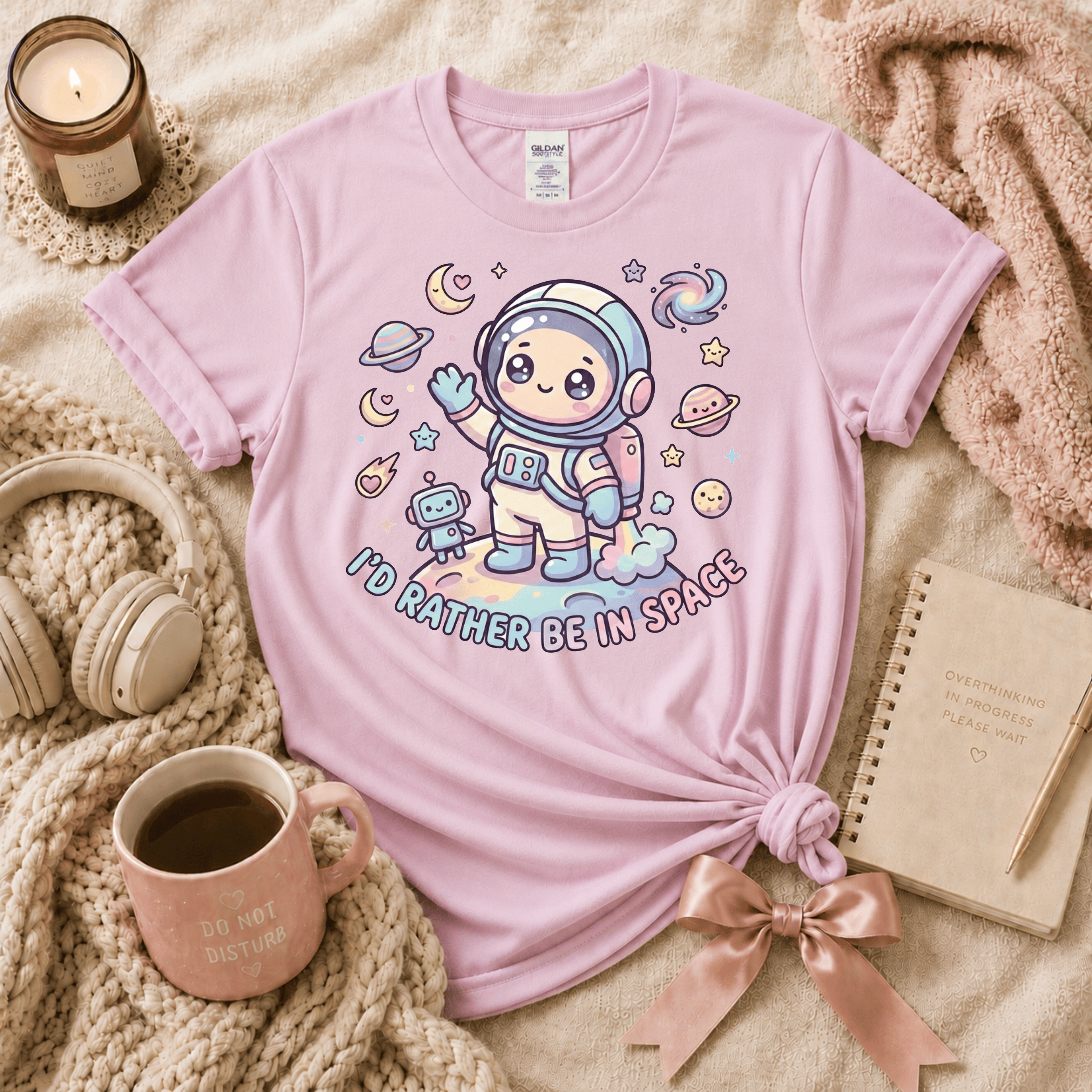 I'd Rather Be In Space On Moon | Funny Introvert Graphic T-Shirt