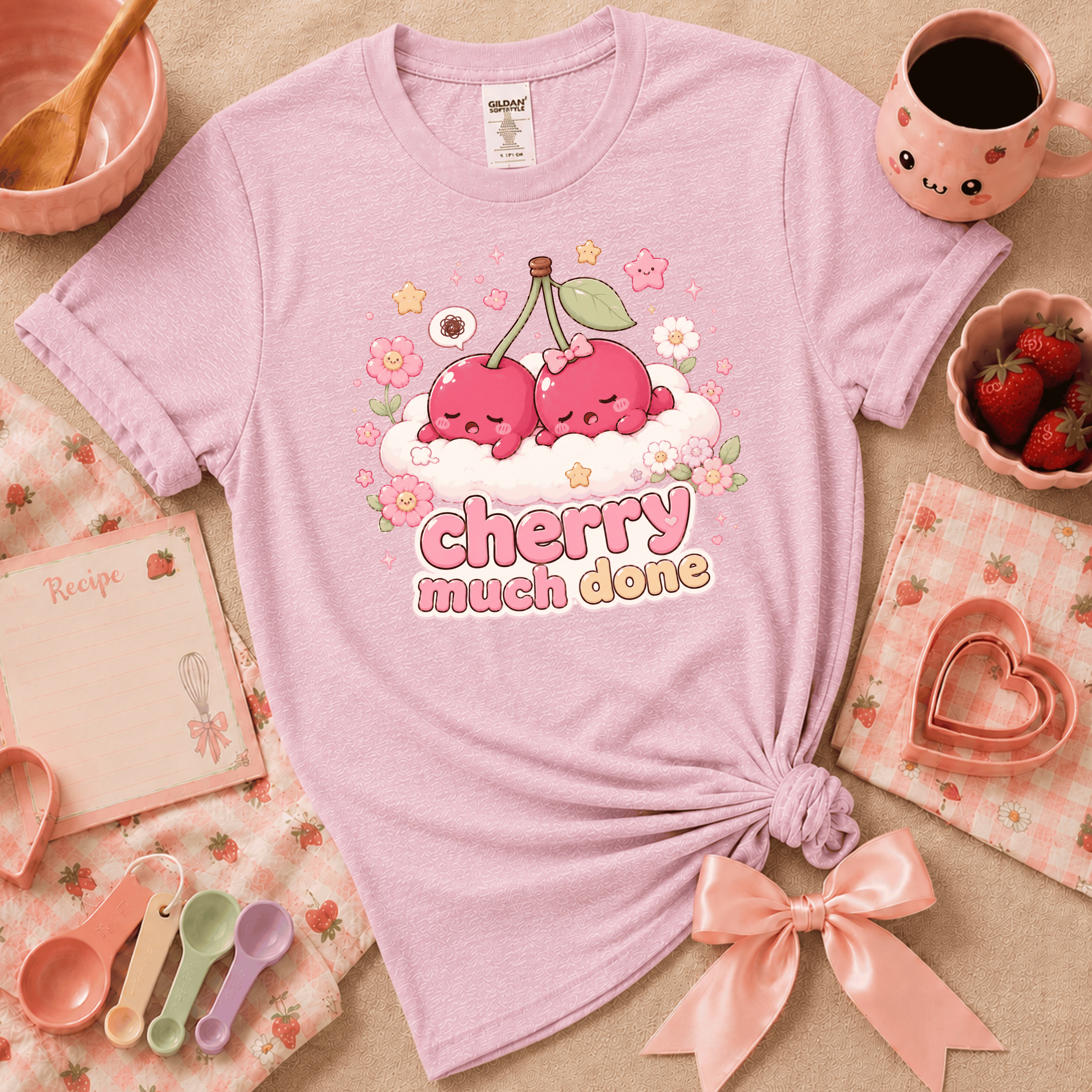 Cherry Much Done | Cute Food Graphic T-Shirt