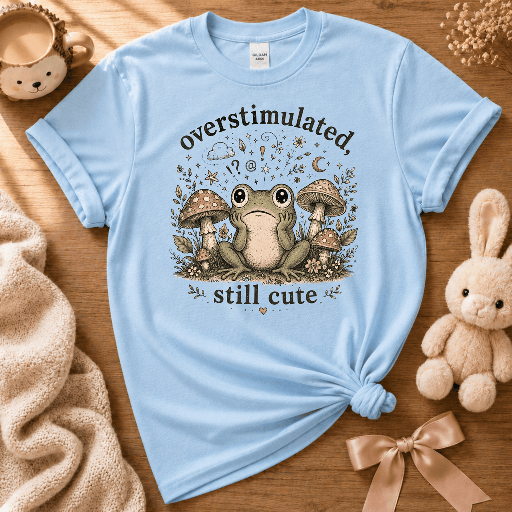 Overstimulated, Still Cute | Cute Animal Graphic T-Shirt