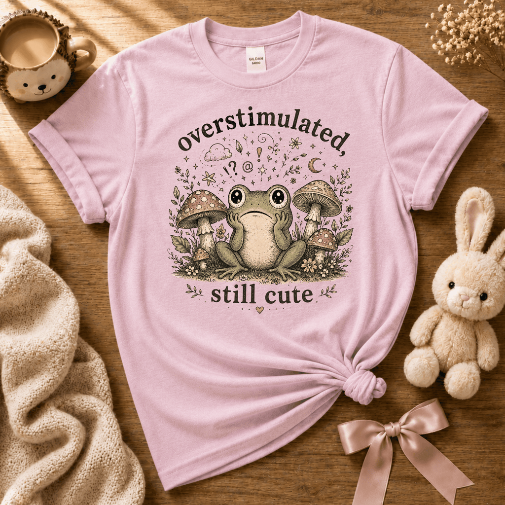 Overstimulated, Still Cute | Cute Animal Graphic T-Shirt